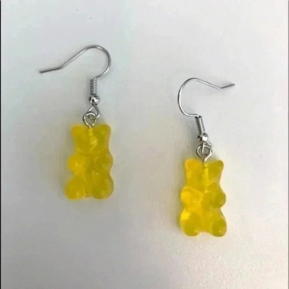 Yellow Gummy Bear Resin Earrings NWT